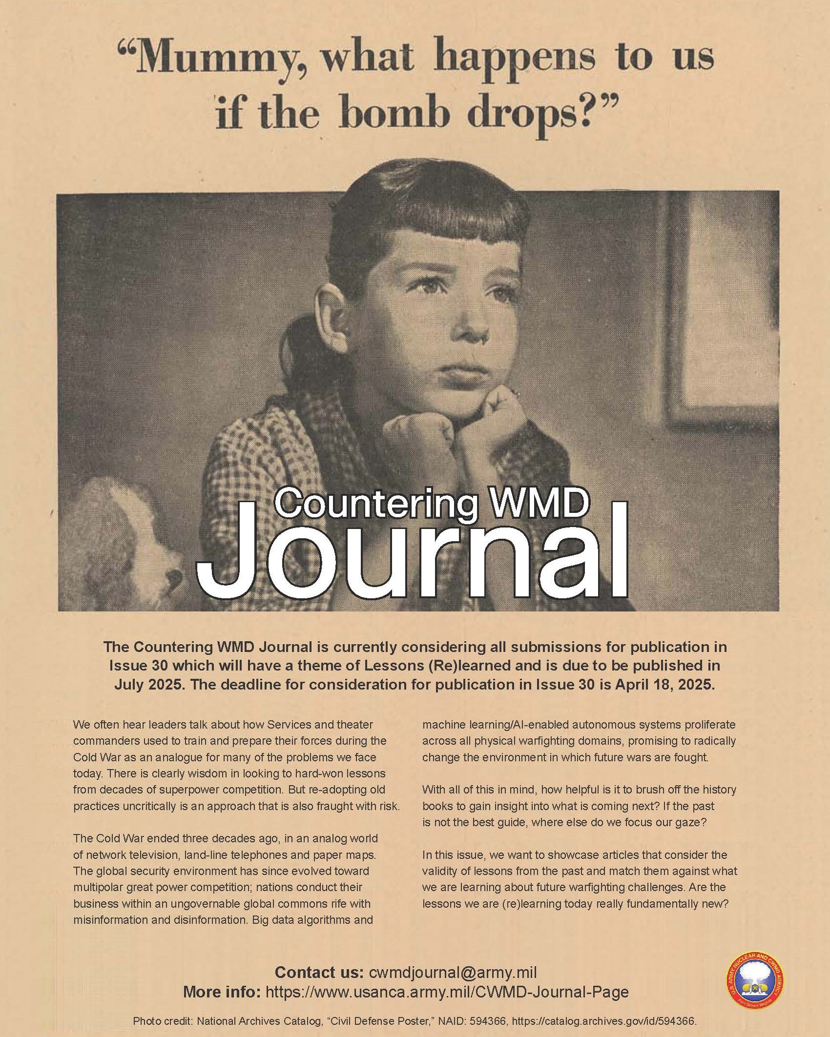 Call for Articles for Countering WMD Journal